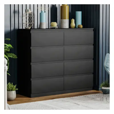 (Black) Denver Drawer Chest Wide Bedroom Garment Storage