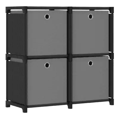 vidaXL 4-Cube Display Shelf with Boxes Black Fabric Storage Organiser Unit