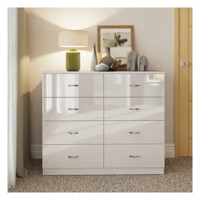 (White) Drawer Gloss Chest Of Drawers Storage Dresser