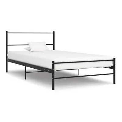 vidaXL Bed Frame Black Metal 90x200cm Single Solid Base Bedroom Furniture