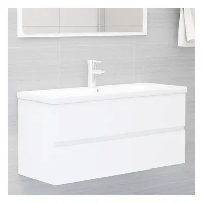 vidaXL Sink Cabinet Chipboard White Storage Furniture Bathroom Washroom Rack