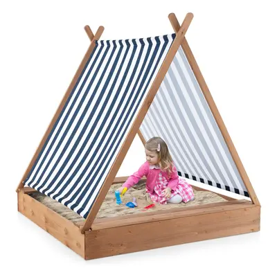 Large Wooden Sand Box Kids Sandbox with Cover for Backyard Beach