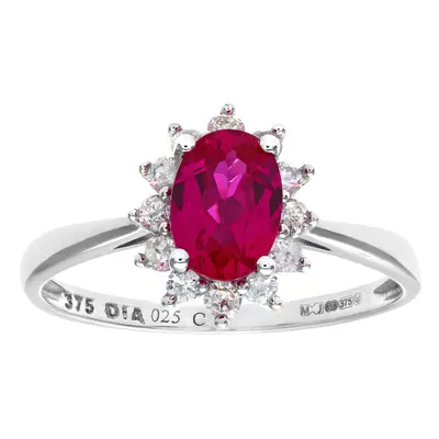 (N) Jewelco London Round Brilliant Ruby and Diamonds 9ct Cluster Ring - PR1AXL0470WRU