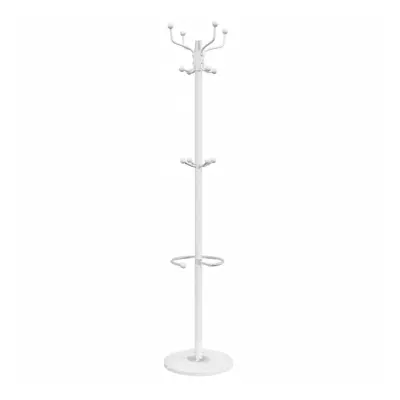 vidaXL Coat Stand with Umbrella Holder Coat Rack White Powder-coated Iron