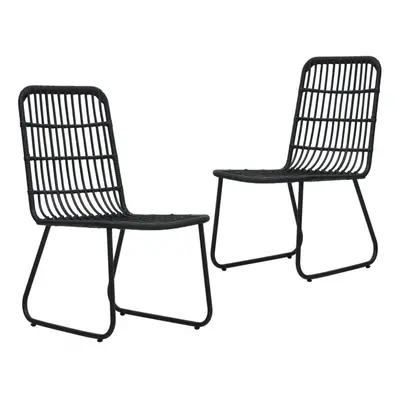 vidaXL 2x Garden Chairs Poly Rattan Black Outdoor Seating Dining Furniture