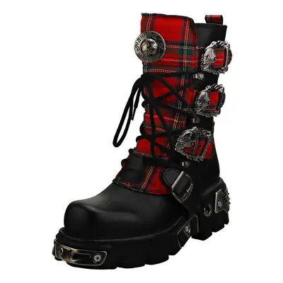 (7) New Rock Tartan Reactor Boots Unisex Platform Boots in Tartan Black - UK