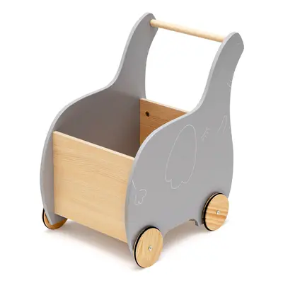 Kids Wooden Shopping Cart Role Play Educational Toy w/ Rubber Wheels