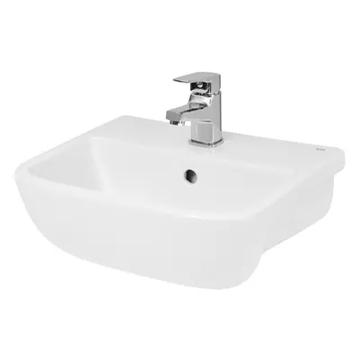 Square Ceramics Semi Recessed Tap Hole Basin (Tap Not Included), 420mm - Balterley