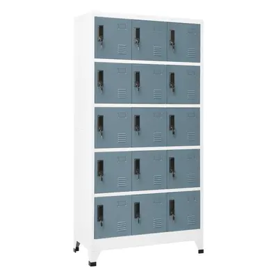 vidaXL Locker Cabinet Light Grey and Dark Grey Steel Office Storage Cabinet