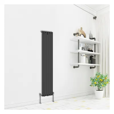 (Vertical 1800x354mm - Single) NRG Premium Black Radiator Oval Column Designer Central Heating U