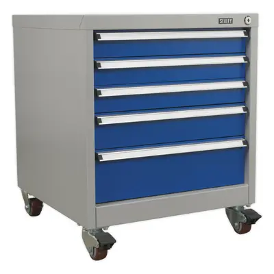 5 Drawer Mobile Industrial Cabinet - x 60mm Wheels - Heavy Duty Drawer Slides