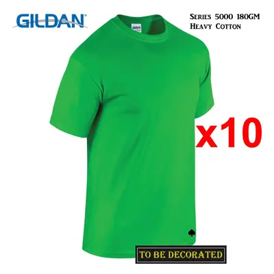 (2XL) Packs Gildan T-SHIRT Basic Tee - 5XL Small Big Men Heavy Cotton (Irish Green)