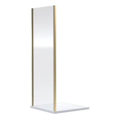 Ruwa 6mm Toughened Safety Glass Side Panel - x 760mm - Brushed Brass - Balterley