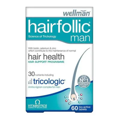 Vitabiotics Hairfollic Man Hair Health Support Programme 60's Bio-active Tablets Male Hair Loss 