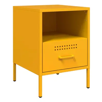 vidaXL Bedside Cabinet Bed Cabinet Nightstand Mustard Yellow Cold-rolled Steel