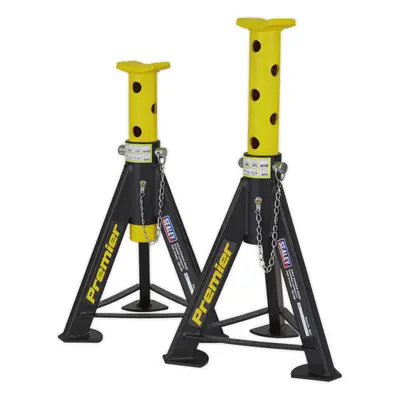 PAIR Tonne Heavy Duty Axle Stands - 369mm to 571mm Adjustable Height - Yellow