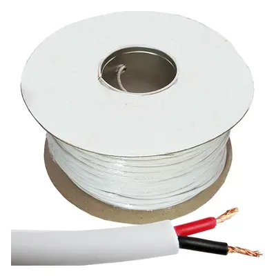 100M WHITE Double Insulated Speaker Cable 1.15mm 100V Volt PA System Reel Drum