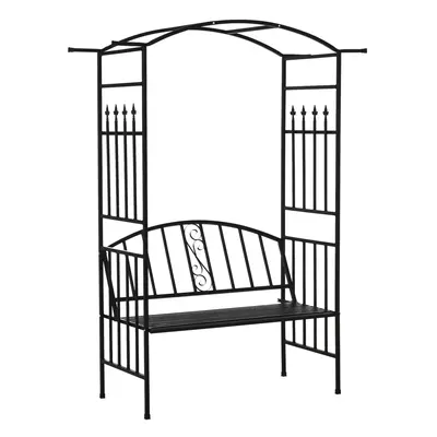 Outsunny Garden Arbor Arch Metal Bench Loveseat Outdoor Decoration Patio