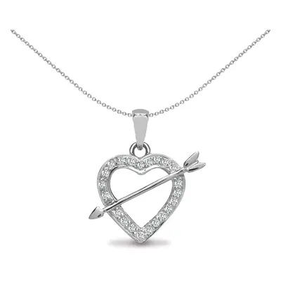 Jewelco London Ladies Solid 18ct White Gold Pave Set Round G SI1 0.15ct Diamond Love Heart Arrow