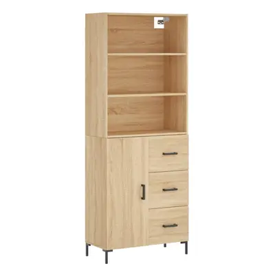 (sonoma oak, door drawers) vidaXL Highboard Sideboard Storage Cabinet High Gloss White Engineere