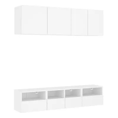 (white) vidaXL TV Wall Units Piece Floating TV Wall Unit TV Stand Engineered Wood