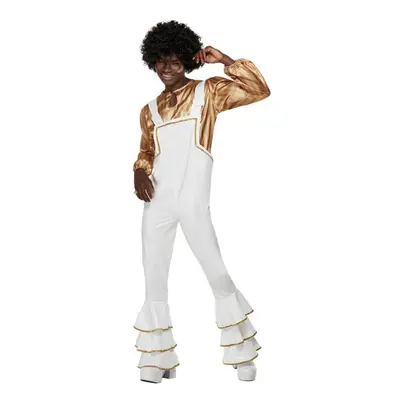 Mens White 70s Glam Fancy Dress Costume (XL)