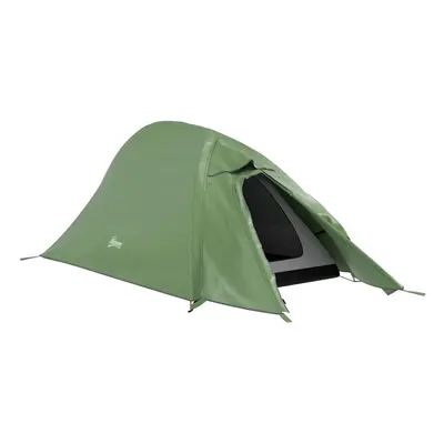 Outsunny Double Layer Camping Tent for Man, 2000mm Waterproof, Green