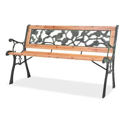 vidaXL Garden Bench 122cm Wood Rose-patterned Backrest Outdoor Patio Park Seat