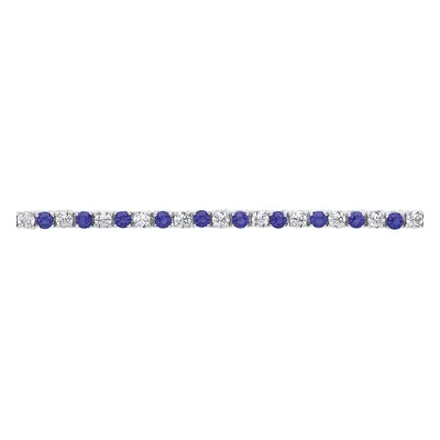 Jewelco London Ladies Sterling Silver Sapphire-Blue Cubic zirconia Alternating Eternity Tennis B