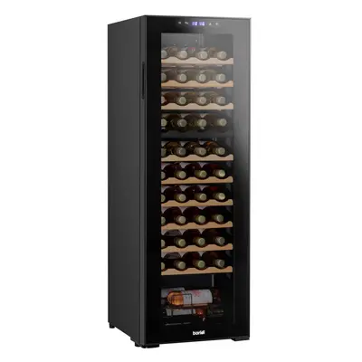 Baridi Bottle Dual Zone Wine Cooler, Fridge, Touch Screen Controls, Wooden Shelves, LED - Black