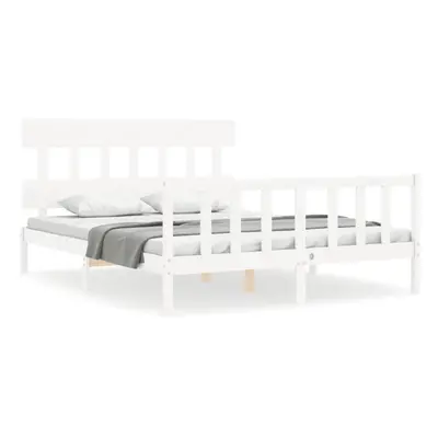 (white, x cm/with headboard & footboard) vidaXL Bed Frame Bedroom Platform Bed Wooden Bedstead B