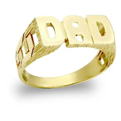 (V) Jewelco London Men's Solid 9ct Yellow Gold Curb Link Sides DAD Ring - JRN126A