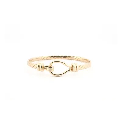 Jewelco London Kids Solid 9ct Yellow Gold Hook Fitting Noose Rope Loop Stirrup 3.5mm Baby Bangle