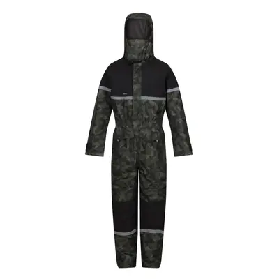 (7-8 Years, Black) Regatta Childrens/Kids Rancher Camo Waterproof Jumpsuit