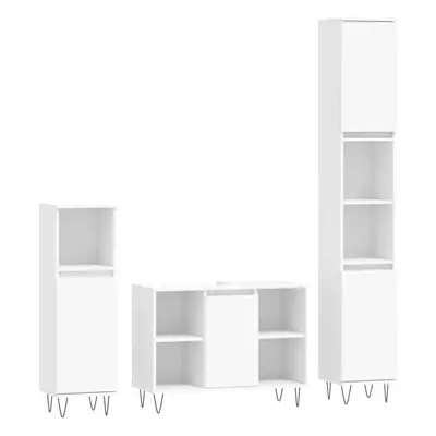 (white) vidaXL Bathroom Furniture Set Vanity Unit Piece Grey Sonoma Engineered Wood