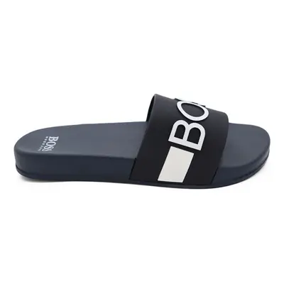 ( J29274 849-7.5) Hugo Boss Kids Wear Logo Sliders Navy