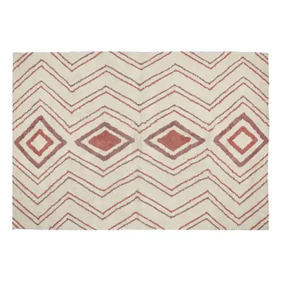 Cotton Area Rug x cm Beige and Pink KASTAMONU