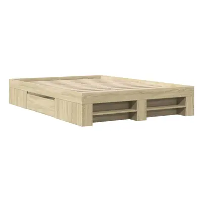 vidaXL Bed Frame Bed Base Sonoma Oak 120x190 cm Small Double Engineered Wood