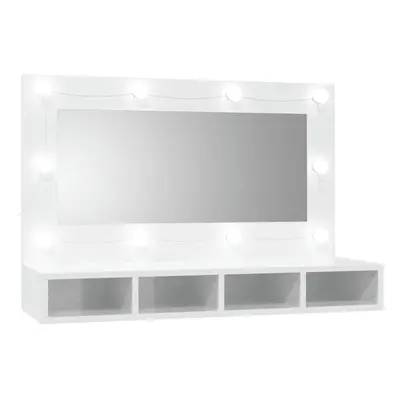 (High gloss white) vidaXL Mirror Cabinet with LED Washroom Storage Cabinet Bathroom Vanity Unit