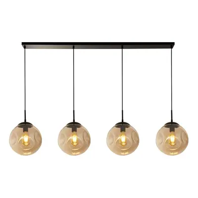 Searchlight Punch Light Bar Pendant, Black, Champagne Punched Glass