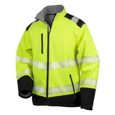 (XL, Fluorescent Yellow/Black) SAFE-GUARD by Result Unisex Adult Ripstop Safety Soft Shell Jacke