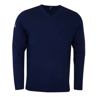 (S, Peacoat Navy) Callaway Mens Ribbed V Neck Merino Sweater