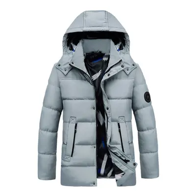 (Gray, 3XL) Electric Unisex Heating Hooded Coats Winter Warm Heated Jacket Detachable Cap