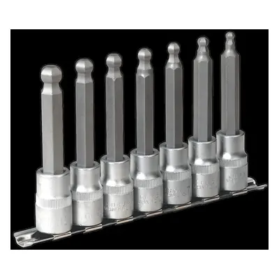 Ball-End Hex Socket Bit Set 7pc 100mm 1/2"Sq Drive Metric