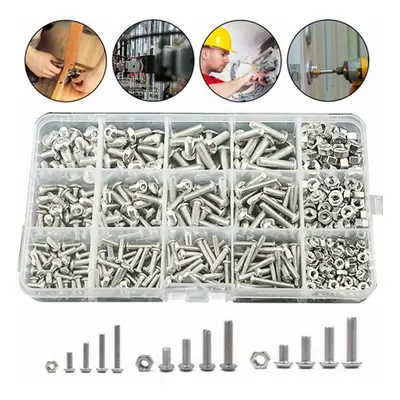 500pcs Stainless Steel Hex Socket Cap Head Bolts Screw Nuts Kits M3 M4 M5