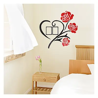 (Red, M) 3D Flower Wall Sticker Acrylic Decal Mural Home Room Art Decor Self Adhesive