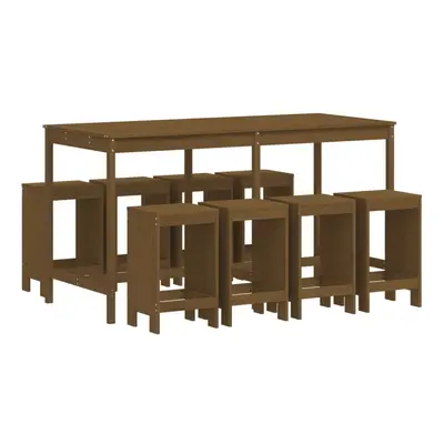 (honey brown pine) vidaXL Garden Bar Set Outdoor Bar Table Set Bar Stool Piece Solid Wood Pine