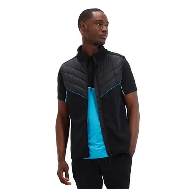 (M, Black) Ellesse Mens Colucci Quilted Chest Cut & Sew Full Zip Golf Gilet