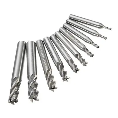 10pcs 2-10mm Flute Milling Cutter HSS-Al End Mill CNC Tool