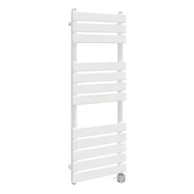 (1200x450mm, White) NRG Pre-Filled Electric Heated Towel Rail Bathroom Radiator Thermostatic War